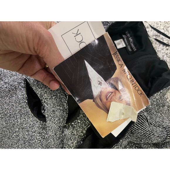 VINTAGE Scott McClintock Halter Millennium Ball Gown Sz 10 Metal Silvr/Black Y2K - Picture 7 of 14